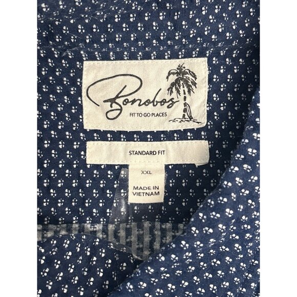Bonobos Mens Navy Blue Polka Dot Short Sleeve Button-Up Shirt XXL Standard Fit 1 - Picture 3 of 6